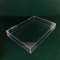 Plateau en acrylique avec couvercle, plateau rectangulaire en acrylique personnalisé avec couvercle à charnière, boîte de rangement pour bijoux en acrylique transparente carrée, vitrine
