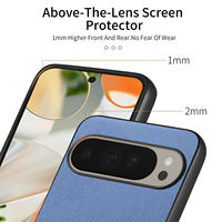 Coque de téléphone en cuir à texture sergé à rayures pour Google Pixel 9A 9 Pro XL cadre en TPU souple couverture antichoc PC