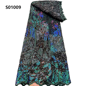 CHOCOO recién llegado tela de encaje bordado africano fabricante proveedores lentejuelas tela de encaje de tul francés - Product Image 2