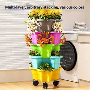 Macetero Vertical Apilable <span class=keywords><strong>de</strong></span> Múltiples Niveles P470-1, Macetero Vertical Reforzado con Ruedas, Resistente a la Presión, Maceta <span class=keywords><strong>de</strong></span> Flores <span class=keywords><strong>de</strong></span> Múltiples Niveles - Product Image 3