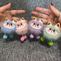 Porte-clés en peluche pompon avec oreilles de chat porte-bonheur, créatif et mignon, pour la décoration de sac à dos, breloques pour sac, cadeaux