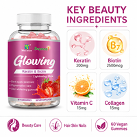 Gummies Beauté Éclatante Kératine Biotine Collagène Soutien Quotidien Éclat Vegan Formule Personnalisée Marque Privée Fournisseur Usine OEM ODM