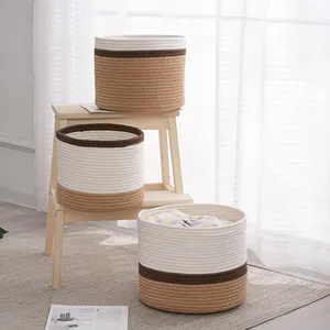 Factory Direct Large Hamper Laundry Portable Hamper Storage Clothes Set Cotton Rope Basket For Toys