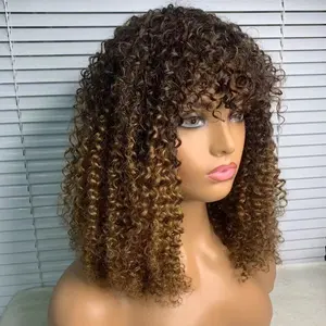 130% densità 12A Brasiliani Del Virgin Dei Capelli Umani Biondo Miele Afro Riccio crespo Trasparente Piena Del Merletto Parrucche con I Capelli Del Bambino per delle donne