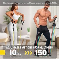 Set de 11 piezas de bandas de resistencia de látex TPE para ejercicio en casa, gimnasio, fitness, pilates, barra, anclaje de puerta y cuerda de entrenamiento.