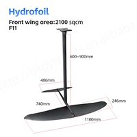 2024 Hydroptère en fibre de carbone ultra-léger F11 équipement de surf unisexe personnalisable de haute qualité 2100 carré CM grande surface de lame