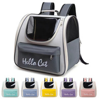 Sac à dos de transport pour animaux de compagnie imperméable Hello Cat, sac de voyage avec fenêtre transparente, ventilation en maille, portable et mignon pour chats et petits chiens
