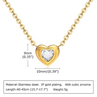 Collier à breloque en forme de cœur en zircon plaqué or, chaîne maille forçat en acier inoxydable, pour couple, style mode féminin