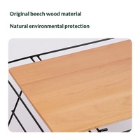 Table de camping pliable d'extérieur en bois et fer, portable, pour pique-nique, barbecue, mobilier d'extérieur