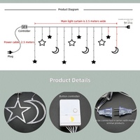 Guirlandes solaires à LED en forme d'étoiles et de lunes, 100 LED, étanches, pour extérieur, 8 modes, pour la maison, le balcon, le jardin
