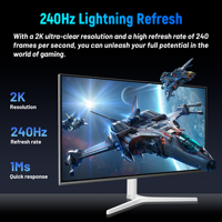 Moniteur de jeu PC LED sans cadre 27 pouces QHD 2560*1440 240Hz, écran d'ordinateur LCD avec panneau IPS 1ms, base fixe, blanc