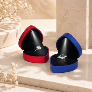 Luxury Heart Shape LED <b>Ring</b> <b>Box</b> Jewelry Gift Packaging Case for Engagement Wedding <b>Proposal</b> Custom Logo and gift store - Product Image 1