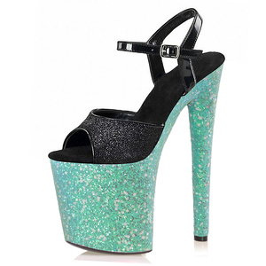 Sandales à plateforme élégantes de 20 cm, talons hauts argentés scintillants, chaussures de mariée, chaussures de soirée, chaussures en cristal, chaussures sexy, chaussures de strip-teaseuse - Product Image 6