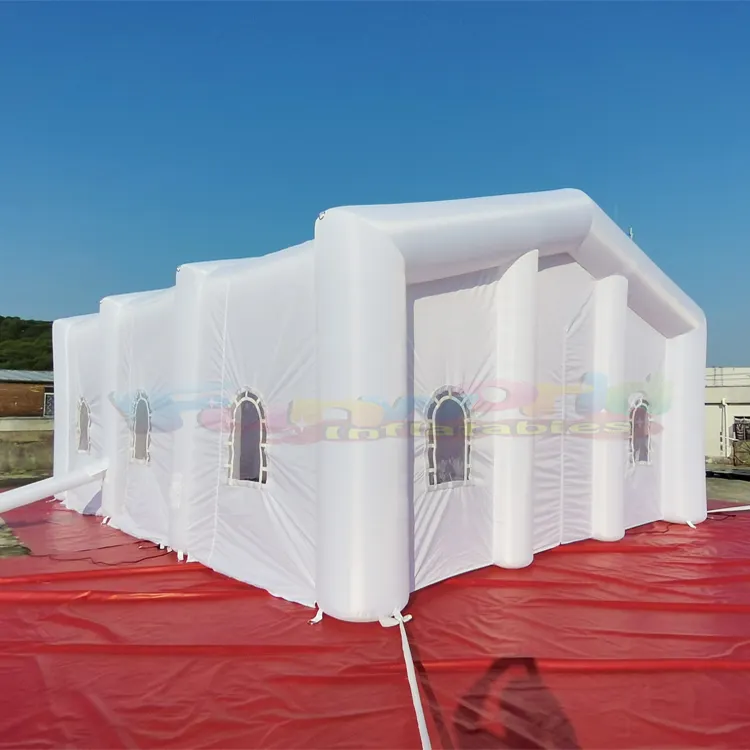 Outdoor portable blow up marquee for events LED lighting white inflatable party tent