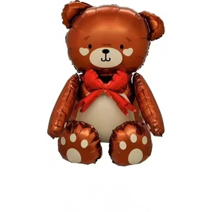 Palloncino in Alluminio 4D a Forma di Orso Seduto con Fiocco a Bottone Decorazione per San Valentino - Product Image 2