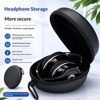 Tas Penyimpanan Earphone Tahan Air EVA, Casing Headset Portabel, Kantong Beritsleting, Tahan Guncangan, Kapasitas Besar, Headphone Bluetooth