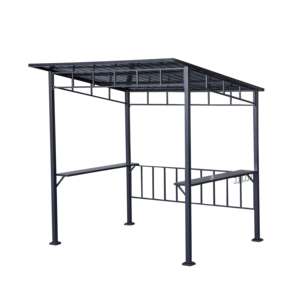 Barbacoa al aire libre Gazebo Refugio con estantes laterales y varillas colgantes Pabellón de marco de acero permanente para la venta - Product Image 1