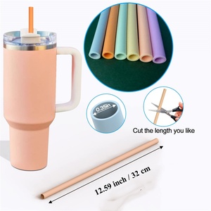 แก้วน้ำดื่มซิลิโคนขนาด10*310มม. ยาวพิเศษ40ออนซ์อุปกรณ์บาร์พร้อมหลอดสำหรับเครื่องดื่มเกรดอาหารแบบใช้ซ้ำได้ - Product Image 3