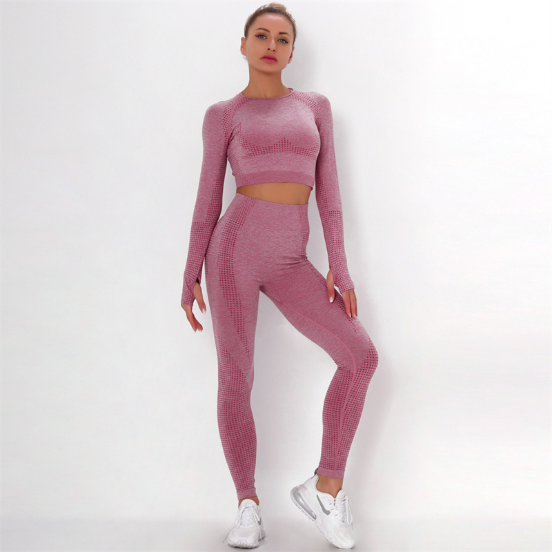 Fashion Modern Breathable Workout Clothing Women Active Wear Yoga Set 7 colors Long sleeve