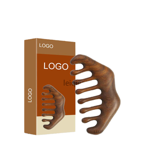 Peine de madera de sándalo personalizado con logo para masaje del cuero cabelludo, cepillo masajeador de dientes anchos para el crecimiento del cabello en casa para hombres y mujeres - Product Image 1