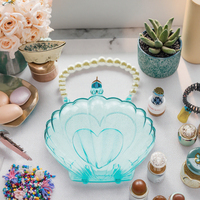 Boîte de rangement PS portable en forme de coquille, grand organisateur pour enfants, jouets de bijoux cosmétiques en plastique étanche à la maison, vente en gros