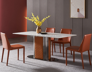 Bắc Âu sang trọng nhà hàng nhà bếp bảng bọc PU da cao trở lại hiện đại Ghế ăn cho phòng ăn đồ nội thất Set - Product Image 6