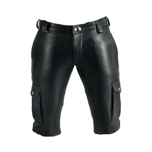 OEM Manufacturer's Men's <b>Shorts</b> Stylish <b>PU</b> Leather with Solid Design Decoration Pockets Breathable Casual <b>Shorts</b> Black-Wholesale - Product Image 4