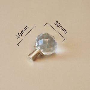 豪华欧洲黄铜钻石水晶玻璃抽屉门柜把手冰裂单孔旋钮拉 - Product Image 6