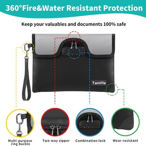 Sac ignifuge Tamfile 5200F, étui de rangement pour documents résistant à la chaleur, noir, cadeau d'affaires - Product Image 3