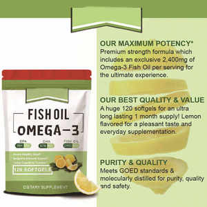 Ultra-Pure Omega-3 Fish Oil Softgels Triple Molecularly Distilled EPA &amp; <strong>DHA</strong> Concentrate for Adult Heart &amp; <strong>Brain</strong> <strong>Health</strong> - Product Image 3