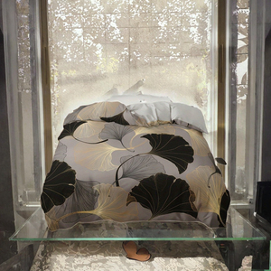 Wholesale 3D Printed Modern 3 Piece Ginkgo Leaf Duvet Cover Set with Floral Design Pillow Cases Bedding - Product Image 2