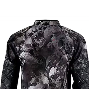 Camiseta de Paintball de Manga Larga con Estampado de Calavera, Cuello en V, Negra y Roja, Camiseta Táctica de Motocross, Camisetas de Paintball 100% Poliéster - Product Image 4