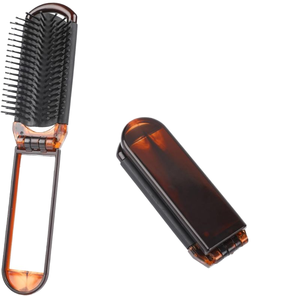 Peignes à cheveux brosse avec miroir de maquillage pliable pour femmes mini poche de voyage avec logo personnalisé - Product Image 4