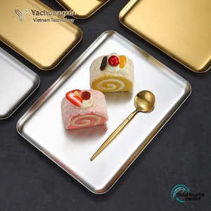 Stainless Steel <b>Rectangle</b> Dinnerware Set Durable Dishwasher Safe Minimalist Design Daily Use Tray Plate Collection - Product Image 3