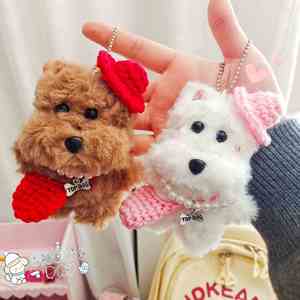 Adorable Plush Pendant <b>Cartoon</b> Western Highland White Terrier Dog Doll Wear Necklaces Hats <b>Backpacks</b> - Product Image 3
