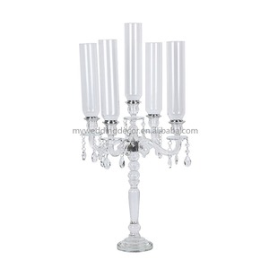 Candelabro Moderno de Cristal Transparente de 5 Brazos K62, Cubierta de Cristal Tubular, Alta Calidad, Tamaño y Color Personalizables, Centro de Mesa para Velas - Product Image 5