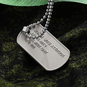 Fornitore Targhette Militari 3D Double Face con Logo Lettere e Numeri Personalizzati Nichel Opaco Collane alla Moda per Uomo e Donna con Catenina - Product Image 4