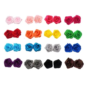 New Product Competitive Price Fabric Rose Flower Handmade Ribbon Flowers Mini Satin Ribbon Rose Flower