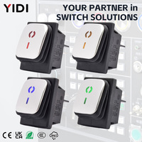 16A 250VAC IP45 selot plastik tahan air baja tahan karat merah hijau biru kuning Led tombol tekan saklar Rocker KCD4 kapal