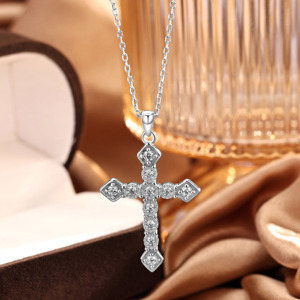 Kalung Liontin Salib Kristen Perak Sterling 925 Klasik dengan Logo yang Dapat Dikustomisasi dan Zirkonia Kubik 5A - Product Image 3