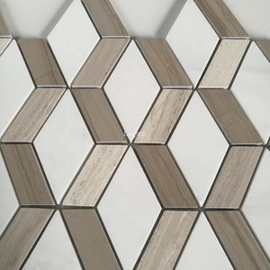 Mezcla blanca Marrón Azulejo de piedra natural Tienda de <span class=keywords><strong>hotel</strong></span> Piso Backsplash Uso Arte Mosaico Baño Pared - Product Image 3