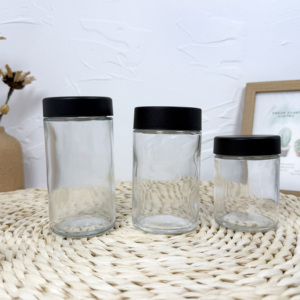 Pot de conteneur de concentré en verre transparent 5ml 9ml Pots en verre ronds carrés à profil bas avec capuchon de couvercle résistant aux enfants - Product Image 1