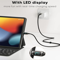 Câble de données TUTI 100W 5A à charge rapide en cuivre pur tressé 1,2 m USB Type-C vers C pour téléphone/tablette avec affichage numérique