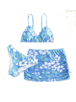 Traje de baño de verano para niñas florales Conjunto de bikini de natación de tres piezas para niñas pequeñas