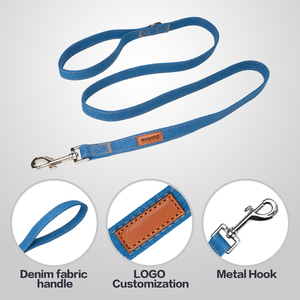 HanYang-Conjunto de Correa y Collar Jean Personalizado con Pajarita de Flores, Collar Floral Ajustable con Hebilla de Metal <span class=keywords><strong>para</strong></span> Perro Femenino - Product Image 2