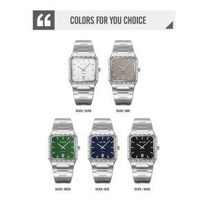 Montre chronographe carrée pour homme, montre-bracelet de luxe en acier inoxydable, montre à quartz étanche 30M - Product Image 3