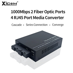 Xicom 1000M 2ไฟเบอร์ออปติก4 RJ45โหมดเดียวแปลงสื่ออินเตอร์เฟซ SC 1.25g 0-20กม. ระยะทาง - Product Image 3