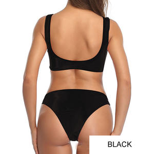 Traje de baño de dos piezas de alta calidad para mujer, <span class=keywords><strong>Bikini</strong></span> de corte alto de colores personalizados, lo más nuevo, diseño Sexy, técnicas teñidas lisas - Product Image 5
