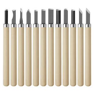 Lot de 12 ciseaux à <span class=keywords><strong>bois</strong></span> professionnels faits à la main en <span class=keywords><strong>bois</strong></span> massif pour <span class=keywords><strong>sculpture</strong></span>, <span class=keywords><strong>sculpture</strong></span> industrielle en acier au manganèse pour étudiants en art - Product Image 3