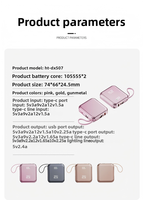 Mini batterie externe ultra-fine en plastique 10000 mAh 22,5 W à charge super rapide Type-C double USB étanche haute capacité avec câble intégré